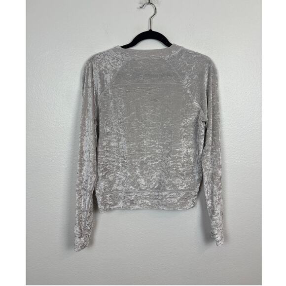 Lululemon Warm Down Crew Crushed Velvet Chrome Silver Long Sleeve Crewneck M - Picture 3 of 5